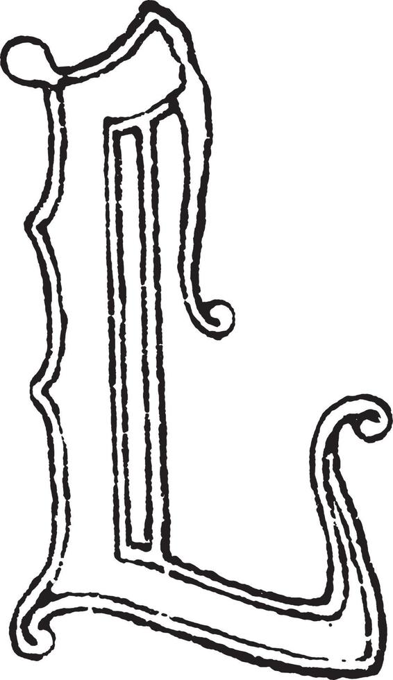L, Old English, vintage illustration vector