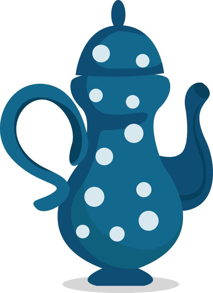 Blue kettle, illustration, vector on white background.
