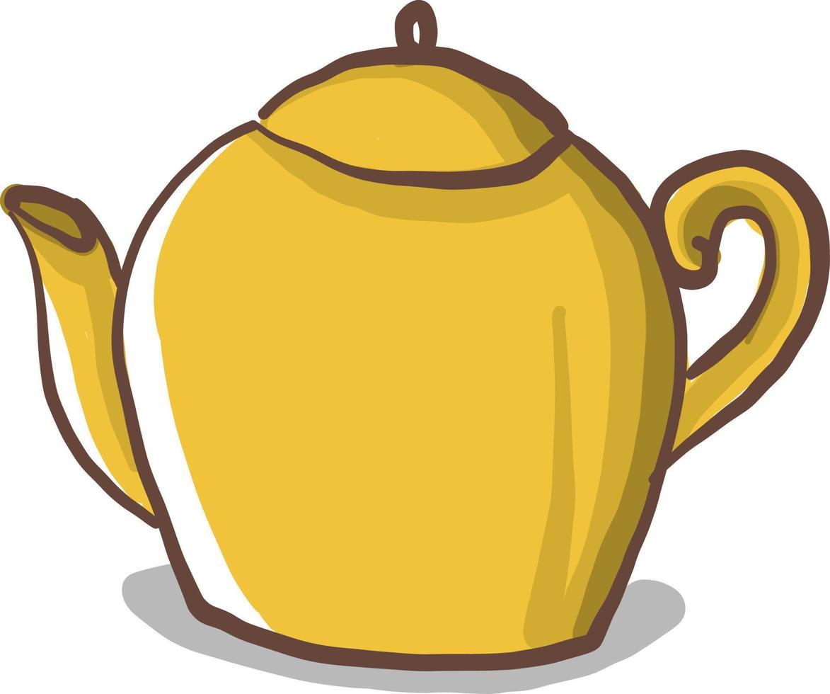 Yellow tea pot, illustration, vector on white background