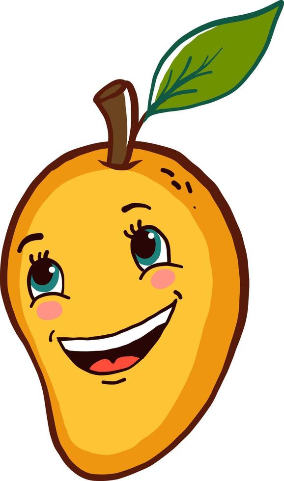 Happy yellow mango ,illustration,vector on white background vector