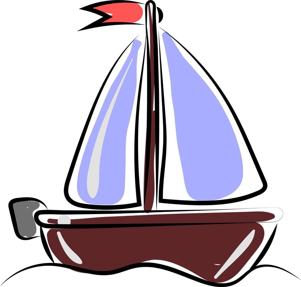 Boat sketch, illustration, vector on white background.