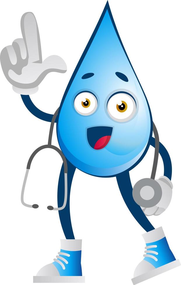 Water drop with stethoscope, illustration, vector on white background.