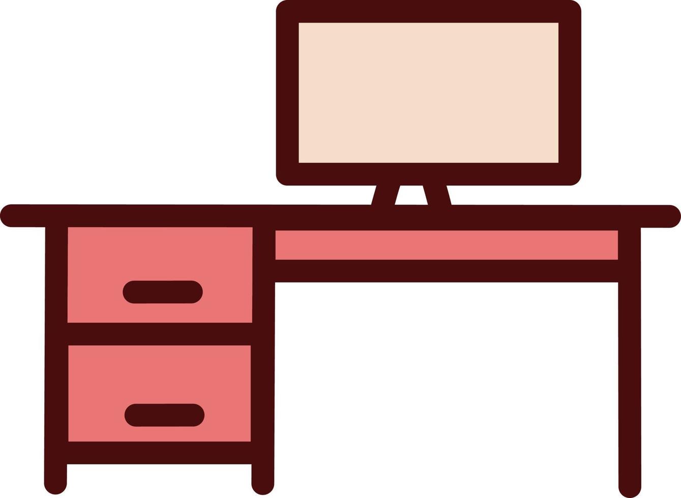 Office computer, illustration, vector on a white background.