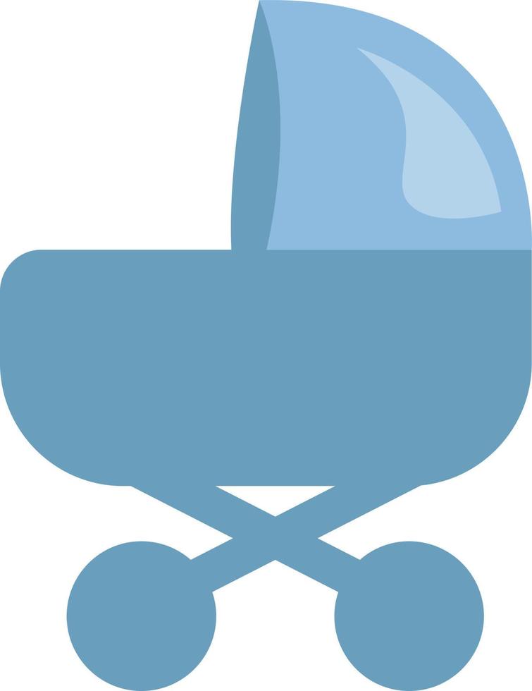 Blue baby carriage, illustration, vector, on a white background. vector