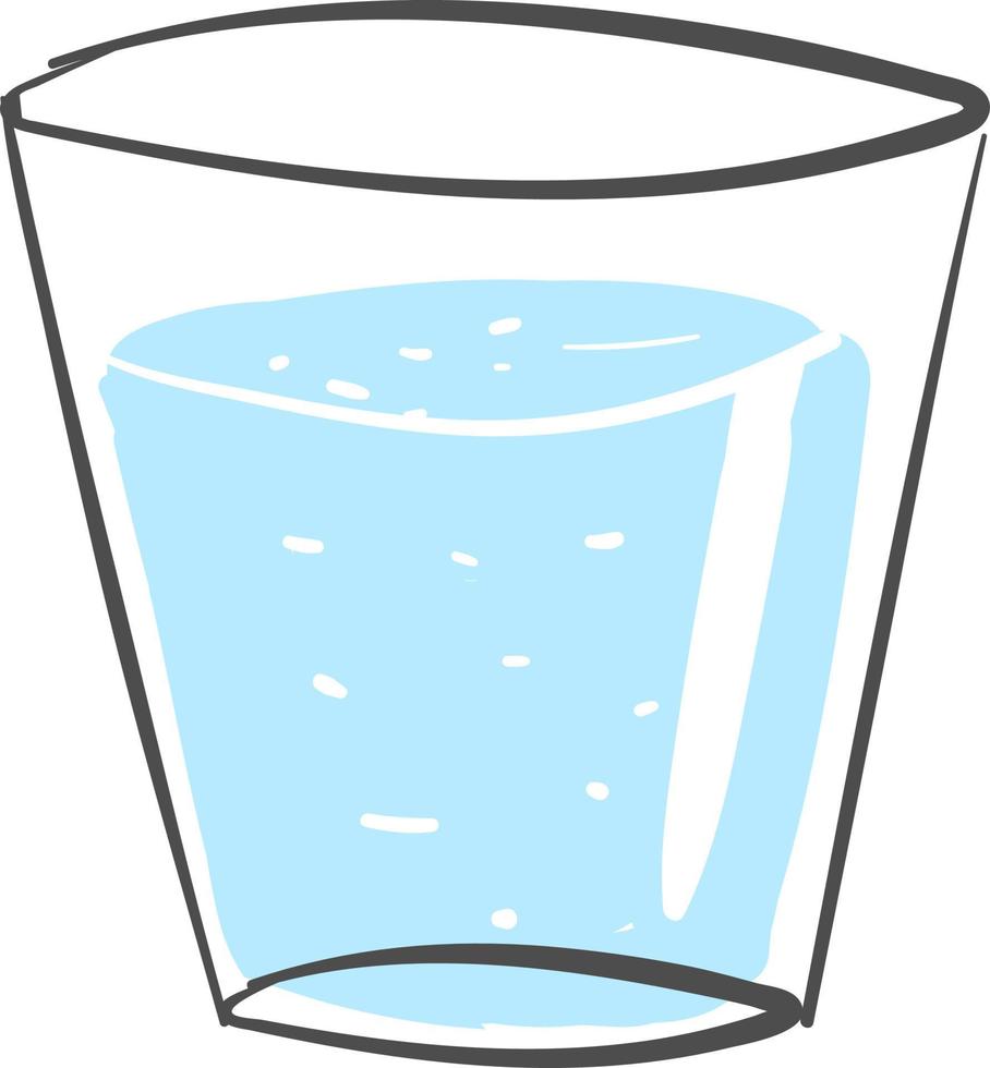 Glass of water, illustration, vector on white background.