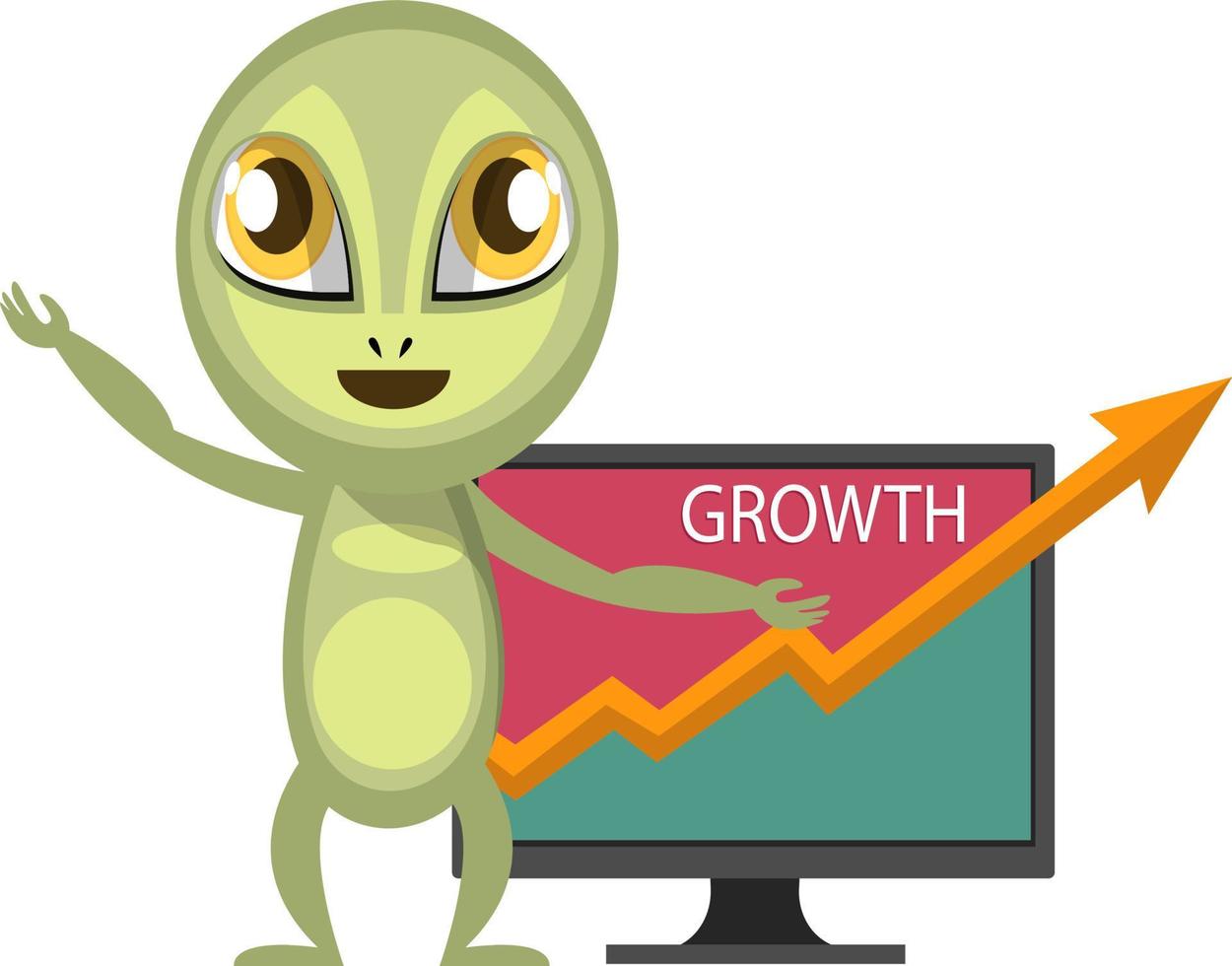 Alien with drowth on job, illustration, vector on white background.