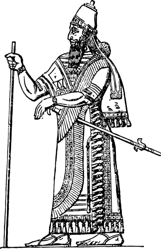 Assyrian King vintage illustration. vector