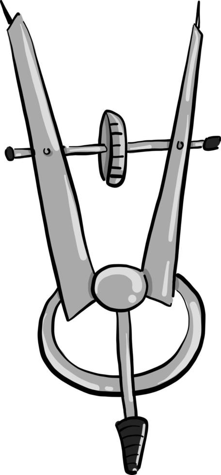 Metal math compass, illustration, vector on white background
