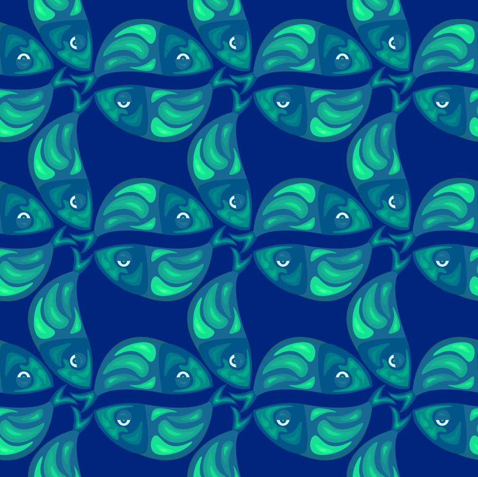 Fishes pattern, illustration, vector on white background.