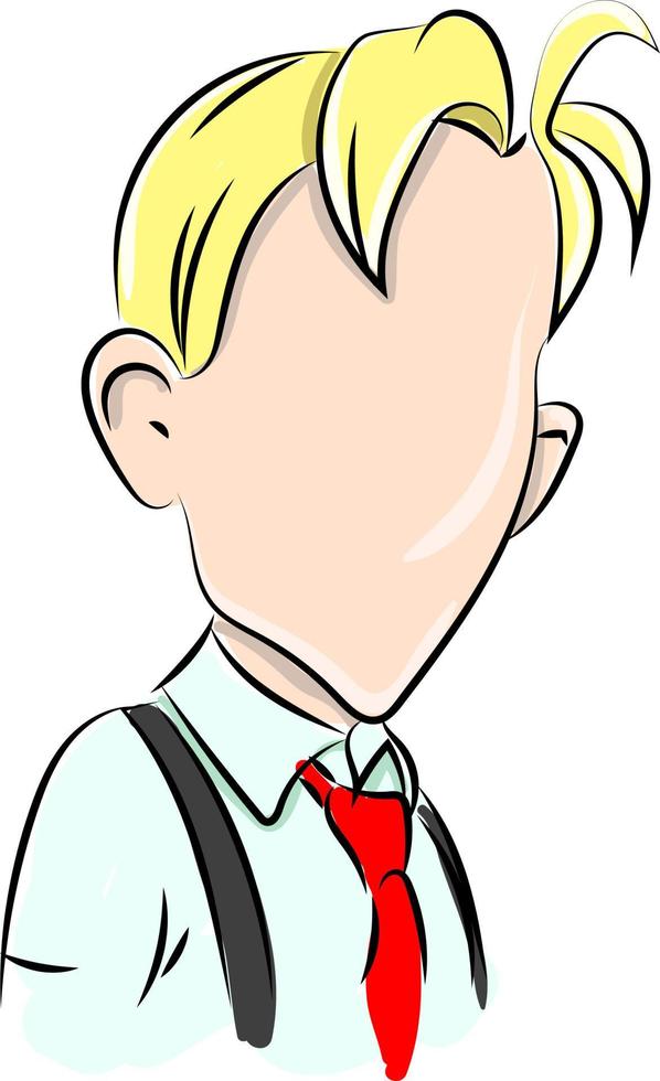 Boy with blonde hair, illustration, vector on white background.