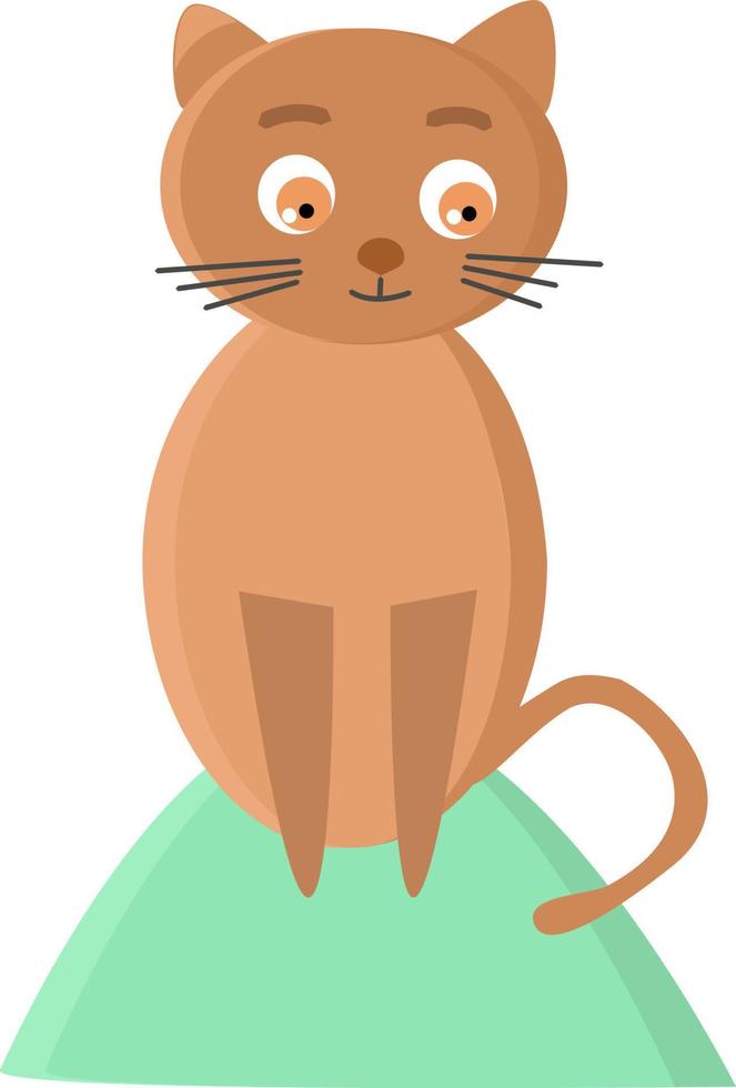 Brown cat, illustration, vector on white background.