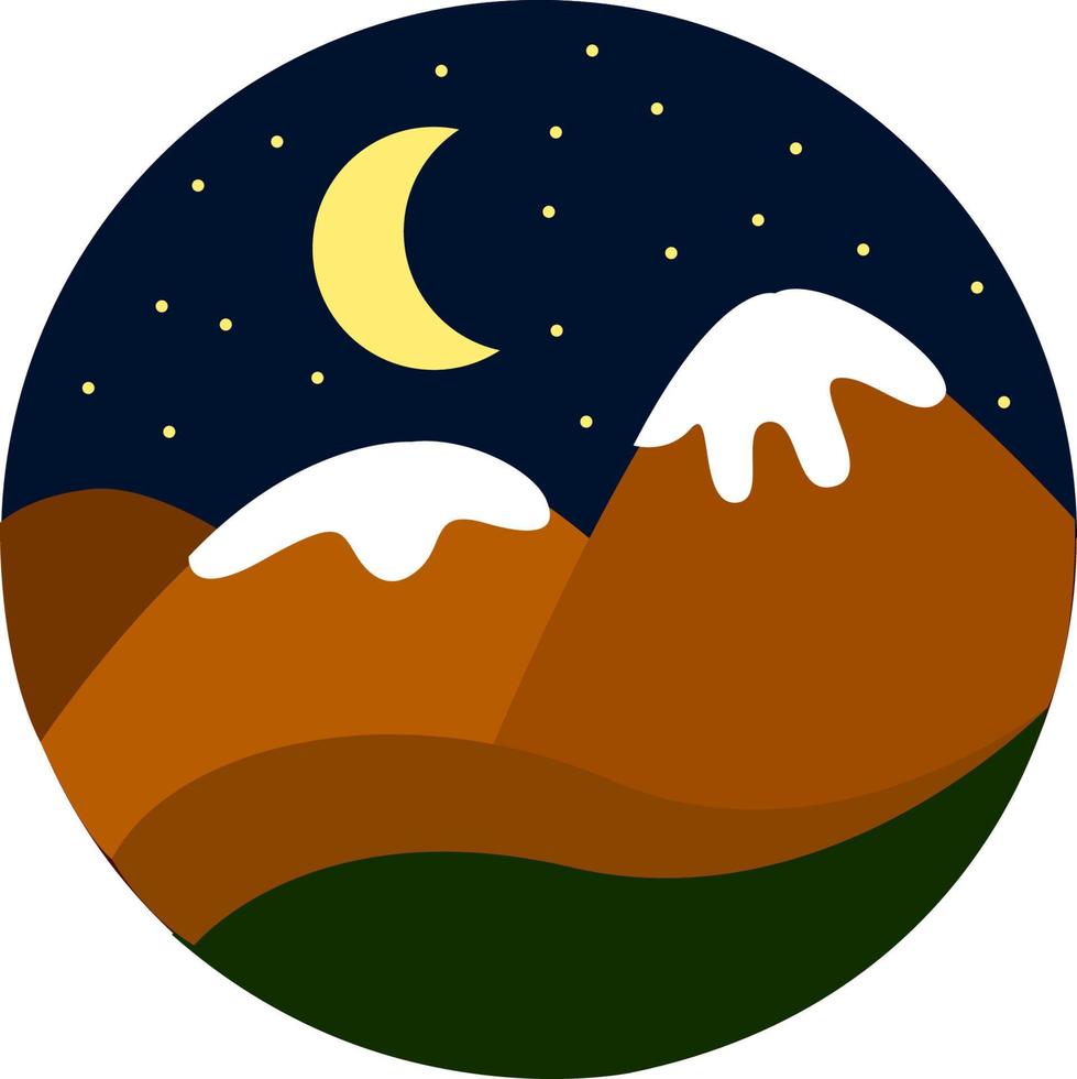 montañas de noche, ilustración, vector sobre fondo blanco.
