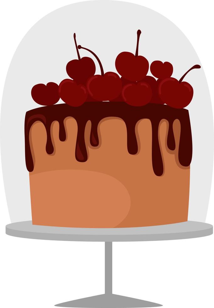 Delicious cherry cake, illustration, vector on a white background.