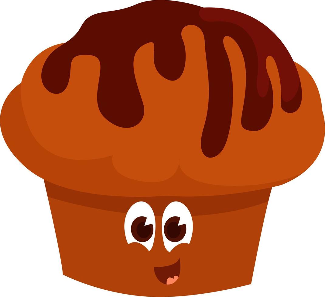 muffin de chocolate, ilustración, vector sobre fondo blanco