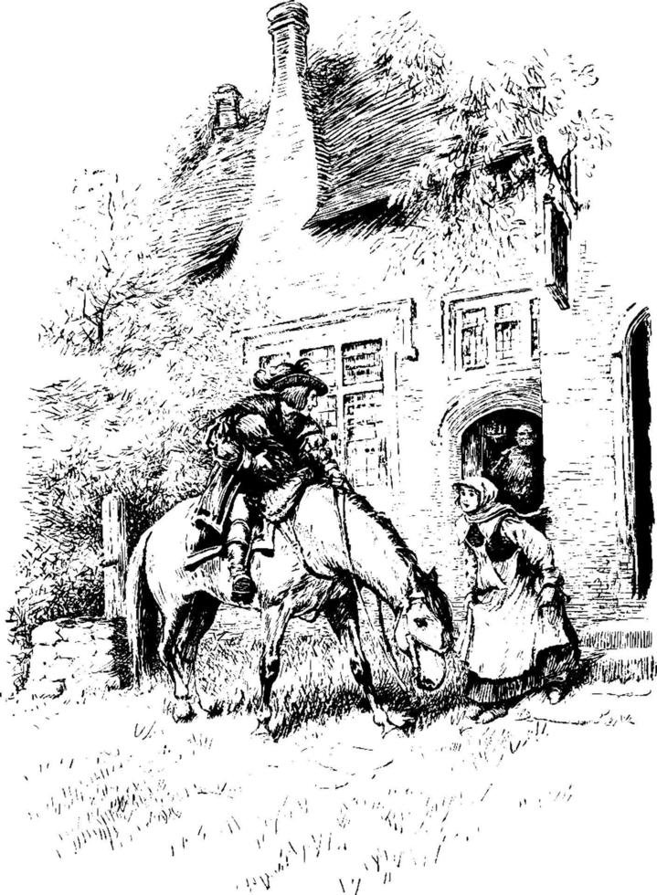 A Gentleman on Horseback, vintage illustration vector