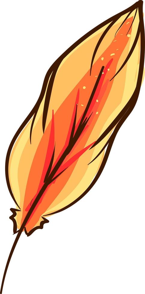 Orange feather, illustration, vector on white background.