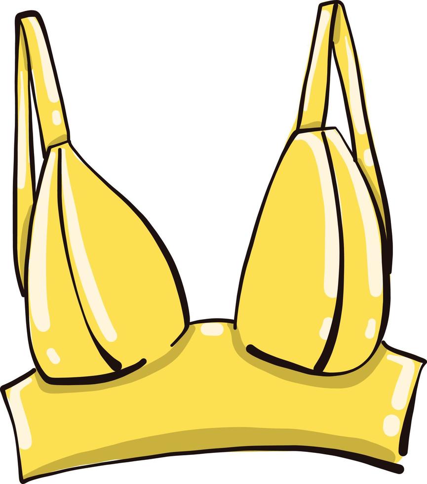 Yellow bra, illustration, vector on white background.
