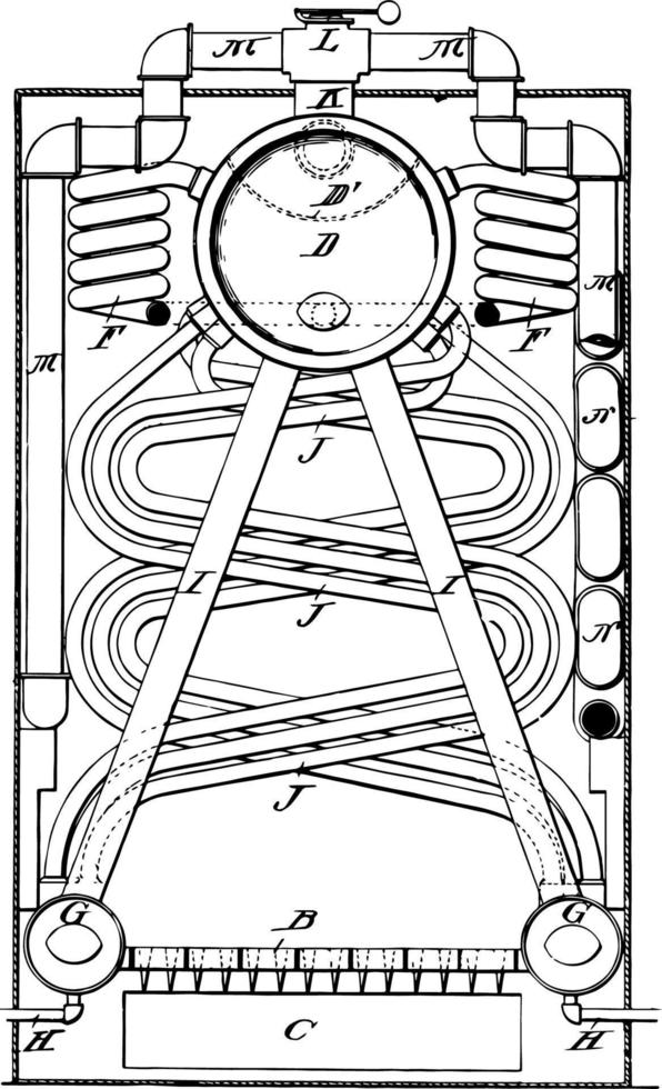 Steam Boiler vintage illustration vector