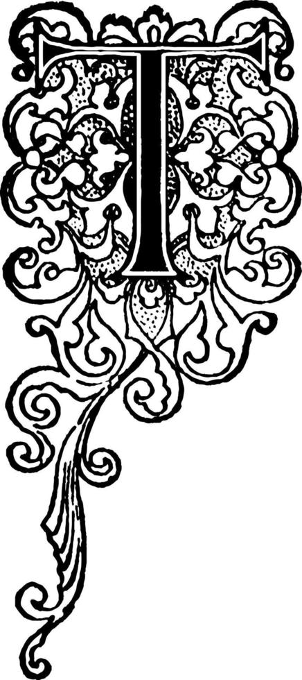T Oriented Design, vintage illustration. vector