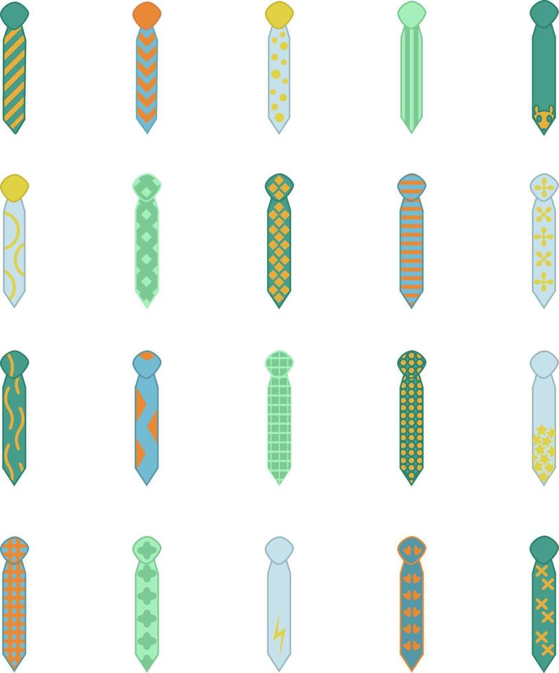 Man ties icon pack, illustration, vector, on a white background. vector