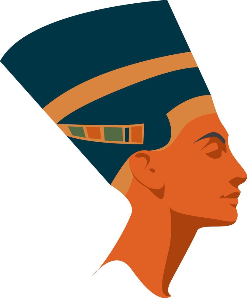 Nefertiti, ilustración, vector sobre fondo blanco.