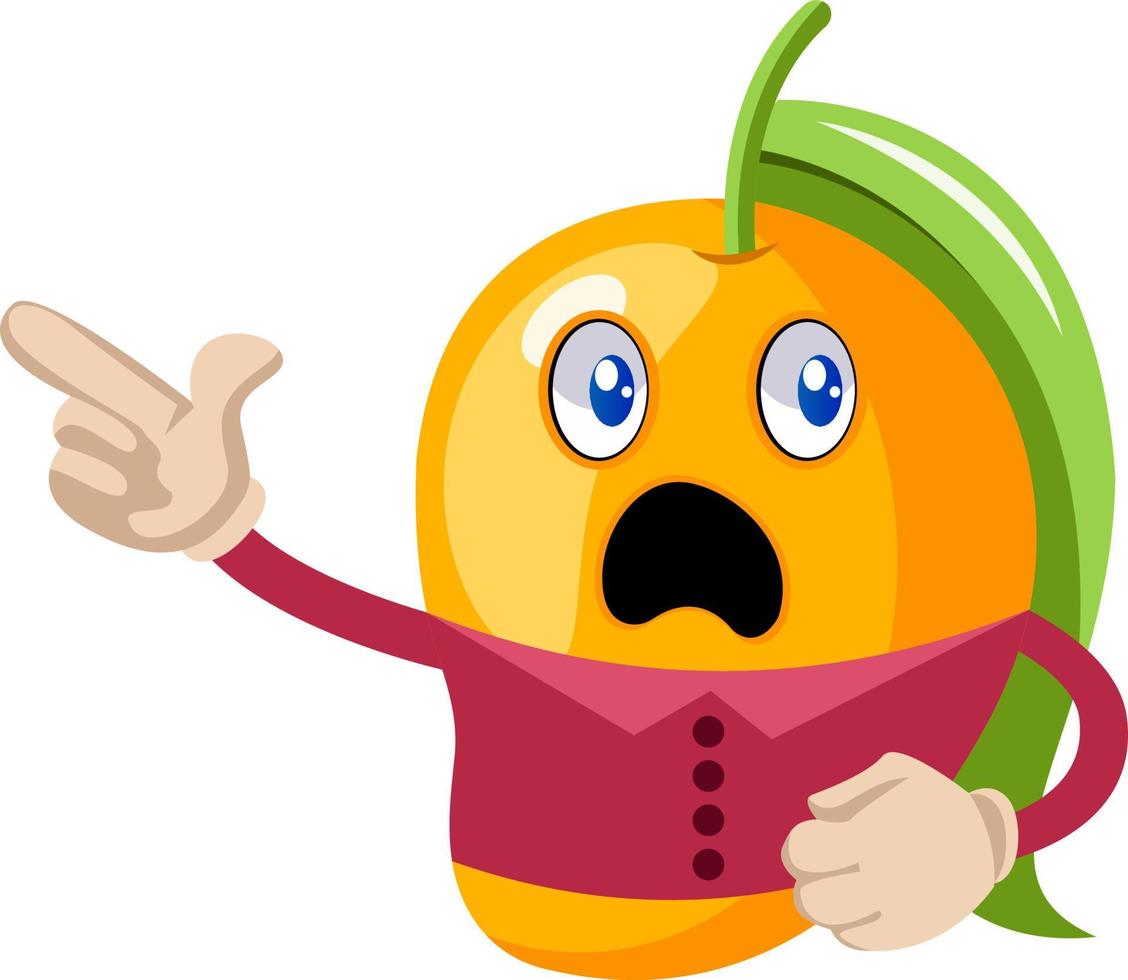 Mango pointing fingers, illustration, vector on white background.