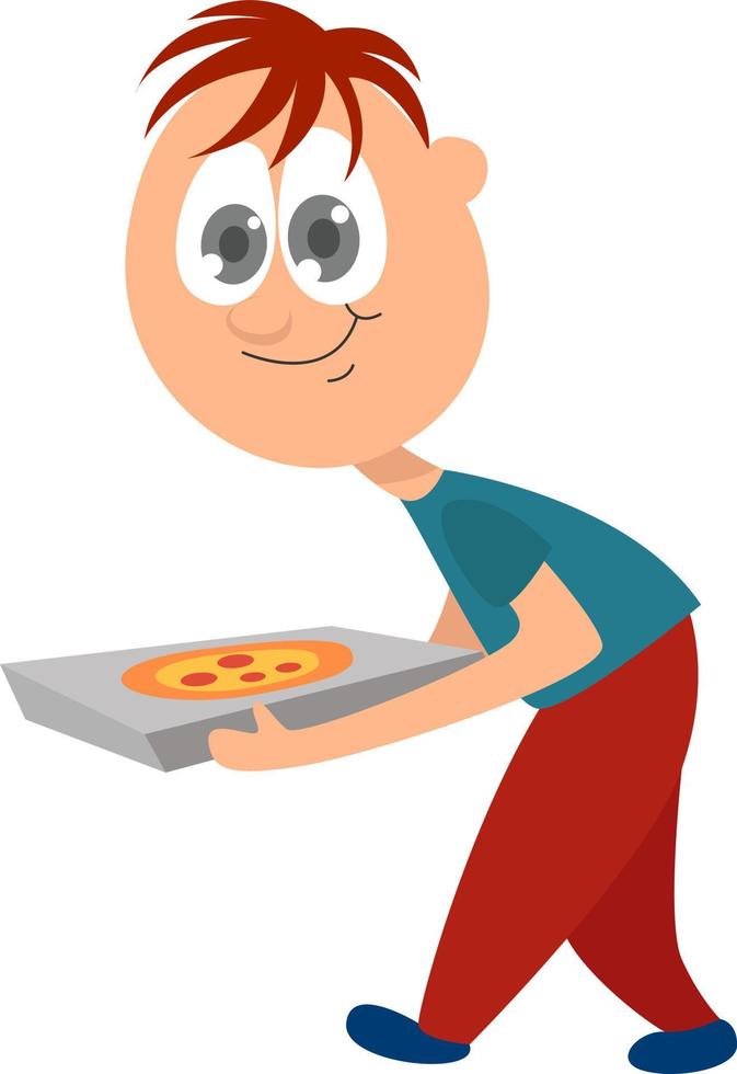 Entrega de pizza, ilustración, vector sobre fondo blanco.