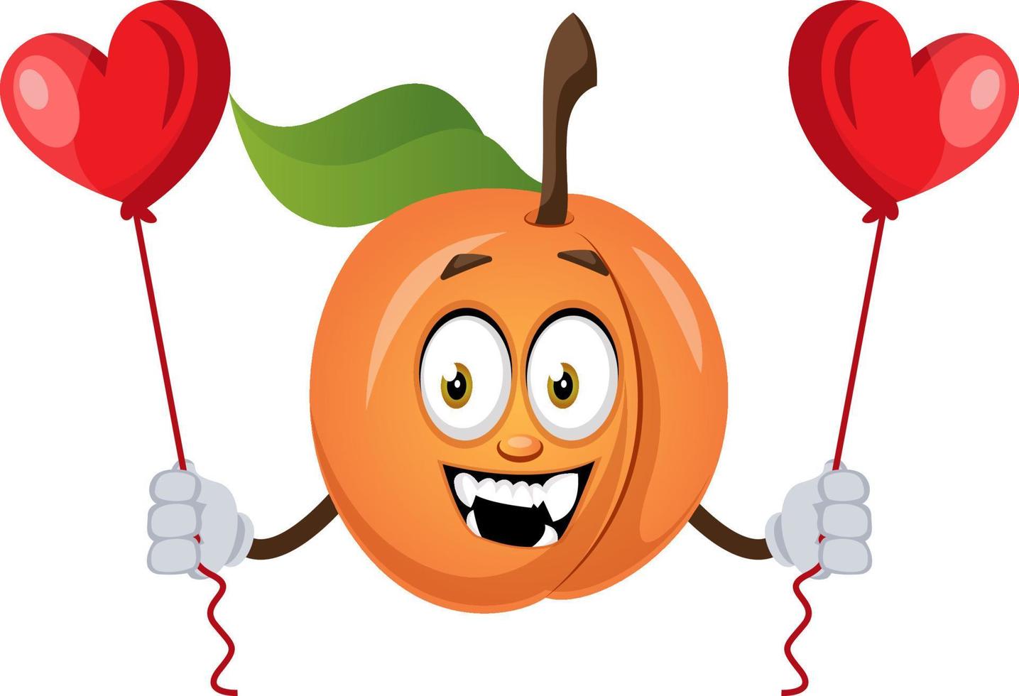 Apricot holding hearts, illustration, vector on white background.
