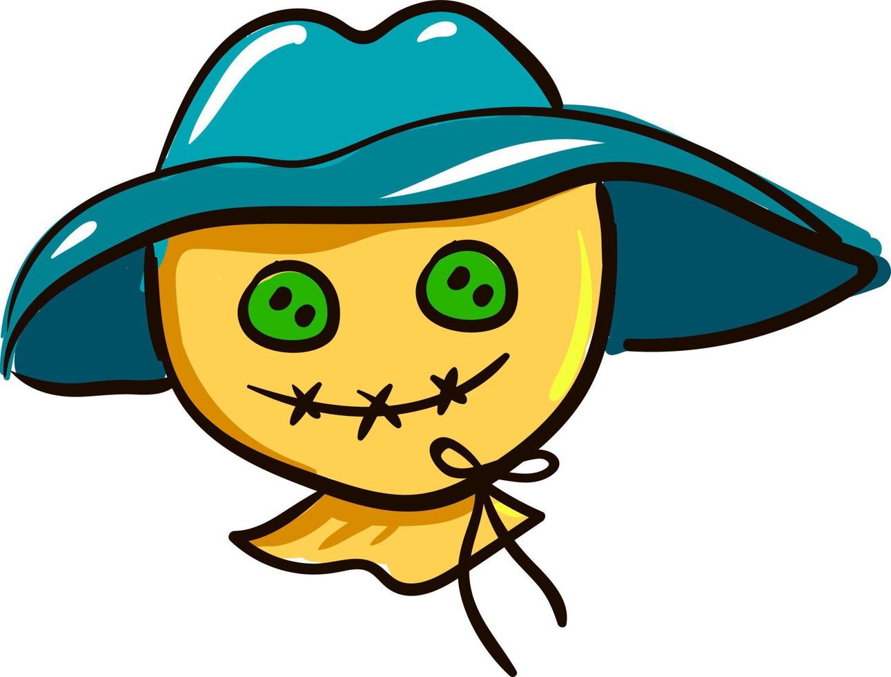 Scarecrow head, illustration, vector on white background