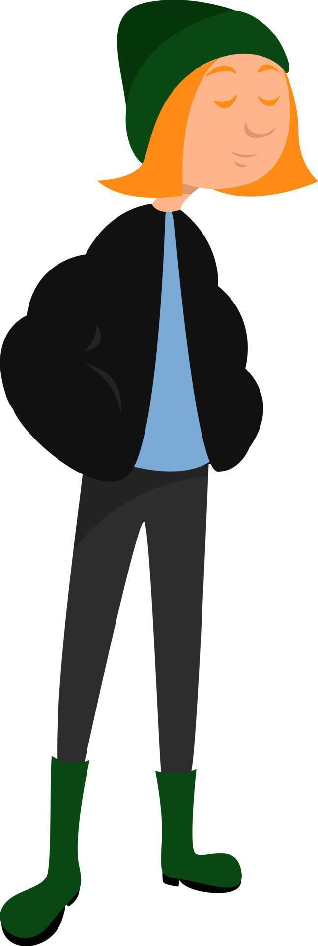 Green beanie, illustration, vector on a white background. 13610498