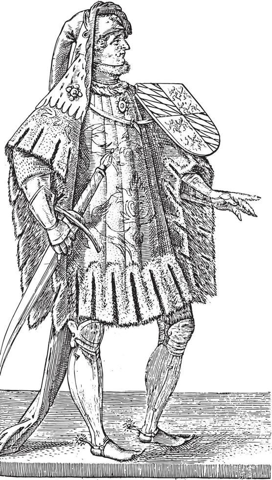Count John of Bavaria, Hendrick Goltzius, after Willem Thibaut, 1586 - 1587, vintage illustration. vector