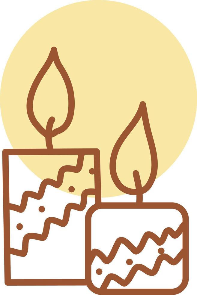 Two candles with decoration, illustration, vector on a white background.