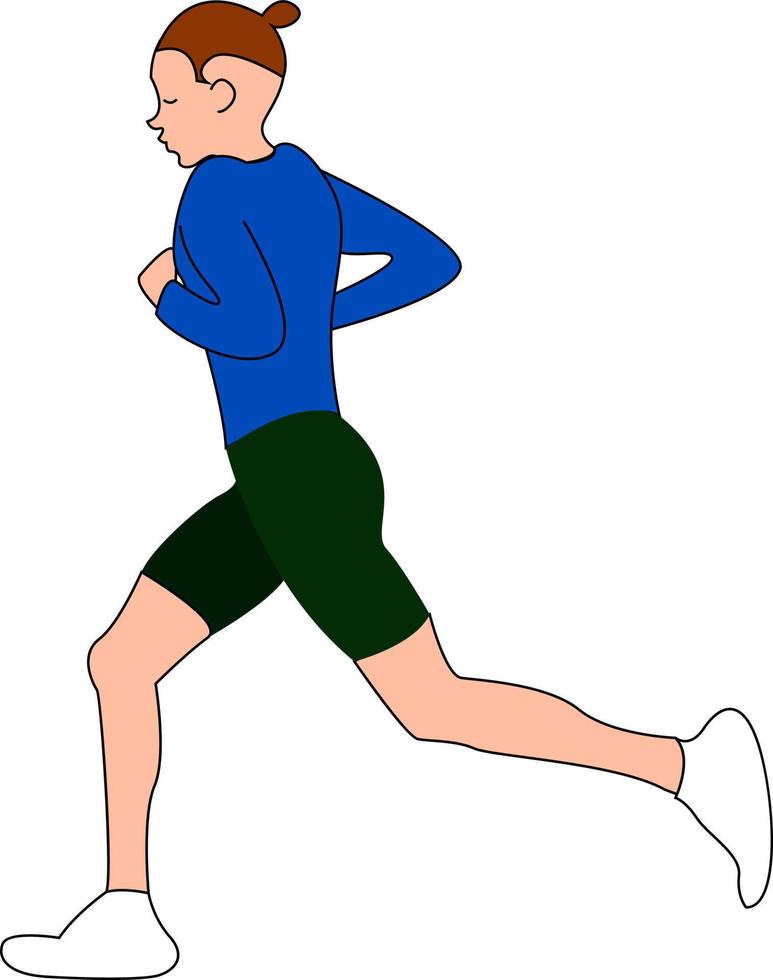 Man running in blue shirt, illustration, vector on white background.