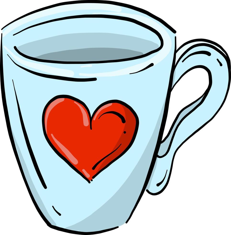 Mug with heart, illustration, vector on white background