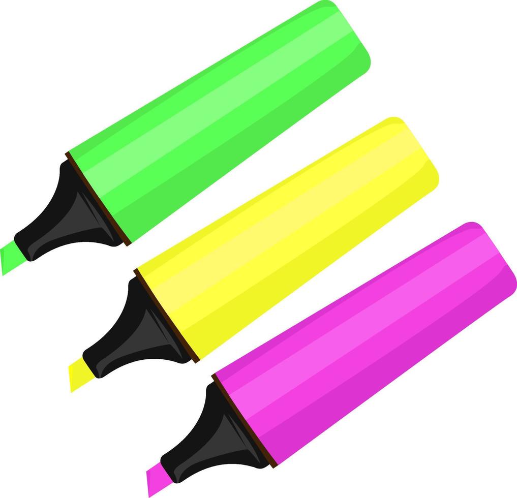 Highlighter markers, illustration, vector on white background