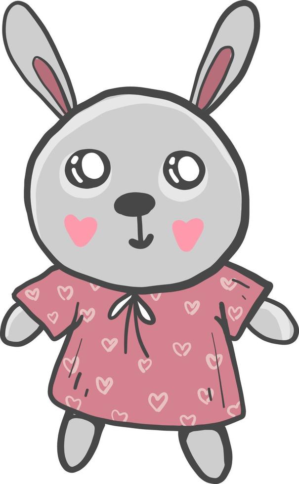 Bunny in a dress, illustration, vector on white background.