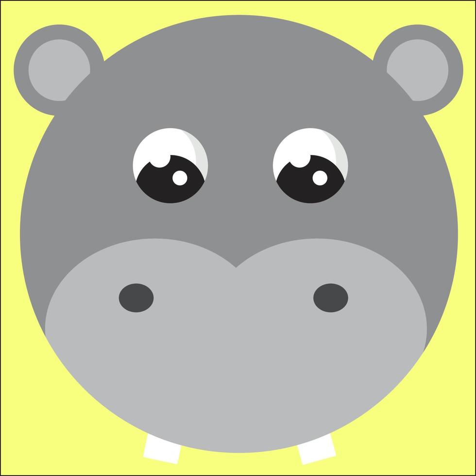 Cute hippo, illustration, vector on white background.