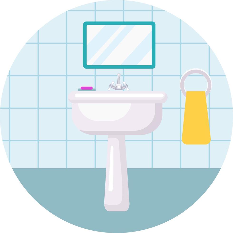 White washbasin,illustration, vector on white background.