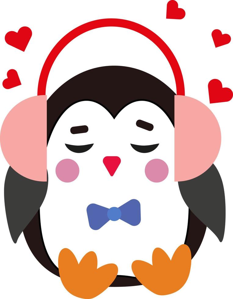 Penguin in romantic mood, illustration, vector on a white background.