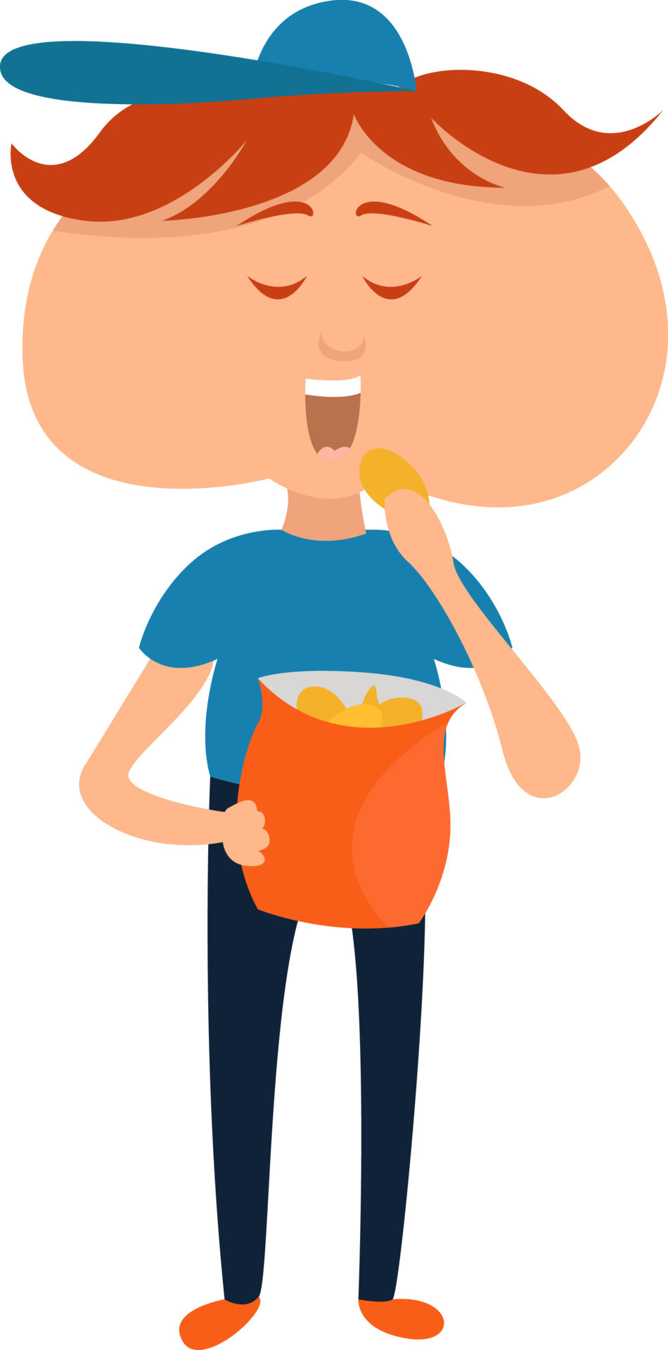 Boy eating chips, illustration, vector on a white background. 13610693  Vector Art at Vecteezy