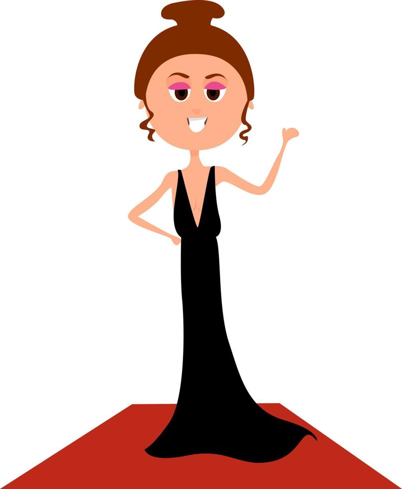 Woman on red carpet , illustration, vector on white background