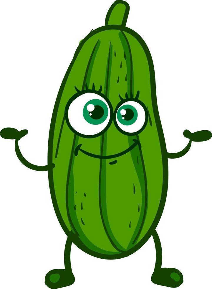 Happy cucumber , illustration, vector on white background