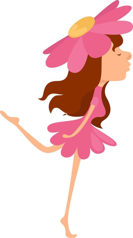 Pink flower girl, illustration, vector on a white background.