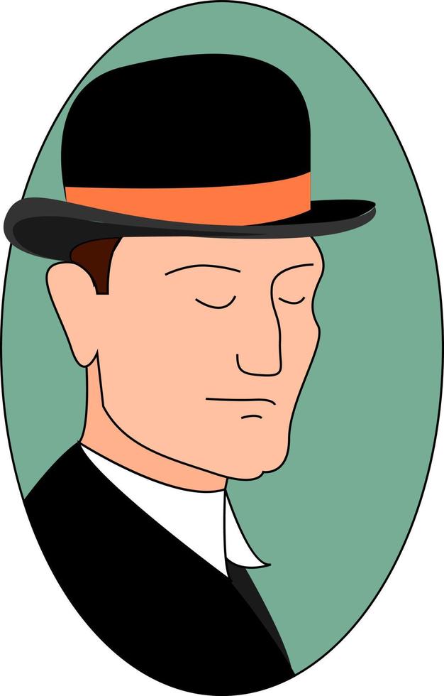 Man with hat, illustration, vector on white background.