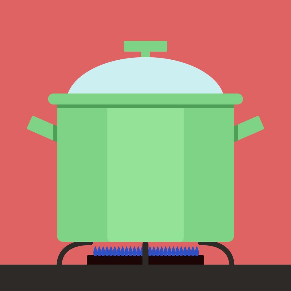 Boiling pot, illustration, vector on white background.