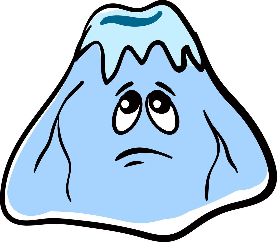Sad ice mountain, illustration, vector on white background.