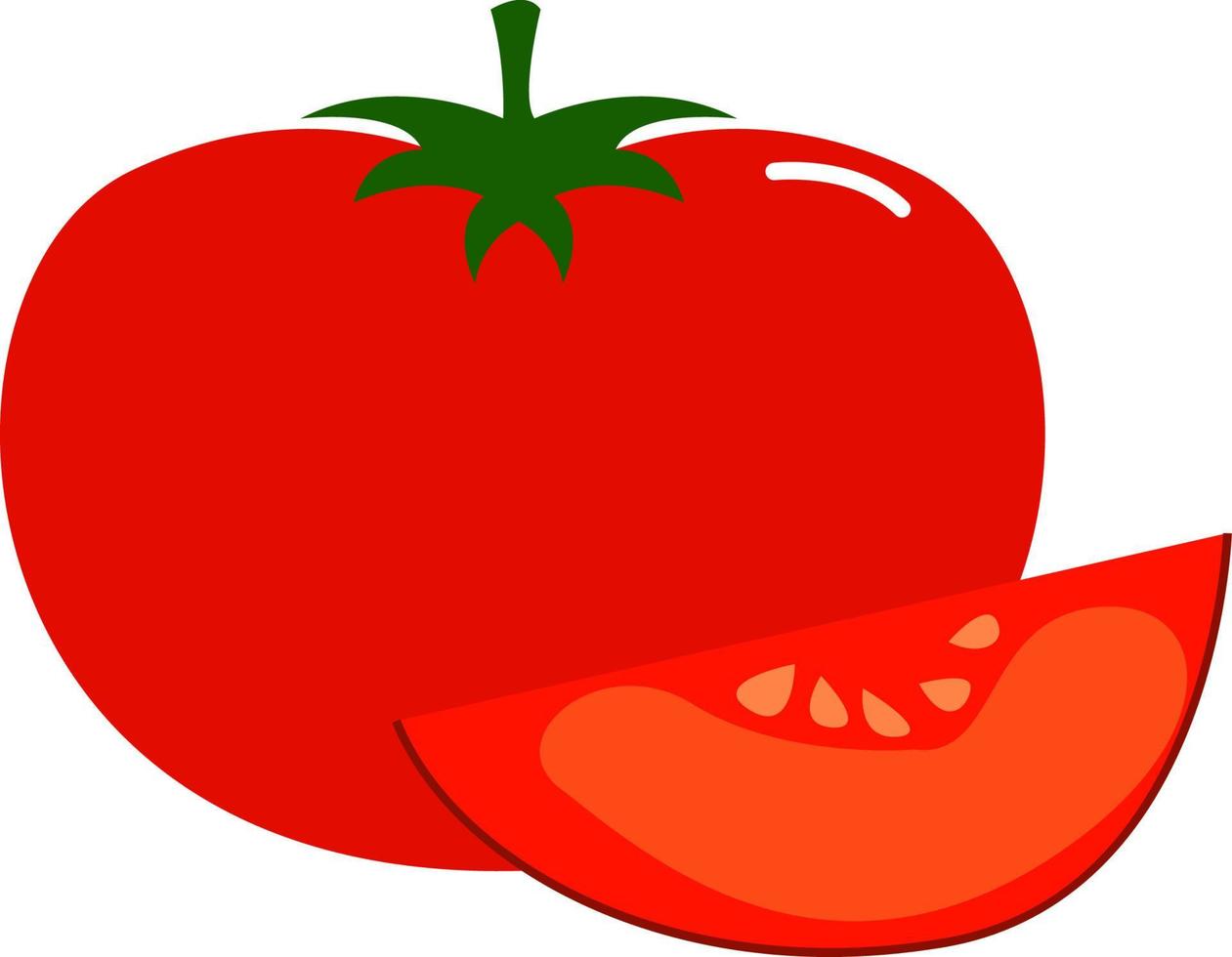 Rebanada de tomates, ilustración, vector sobre fondo blanco.