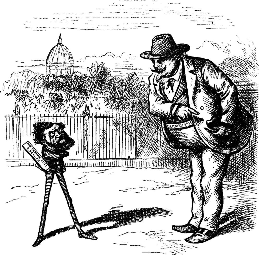 Carl Schurz and German Vote, vintage illustration. 13610987 Vector Art