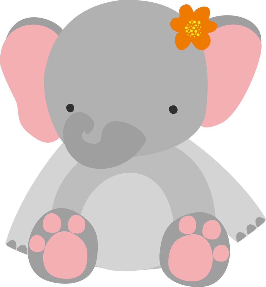 Cute elephant, illustration, vector on white background.