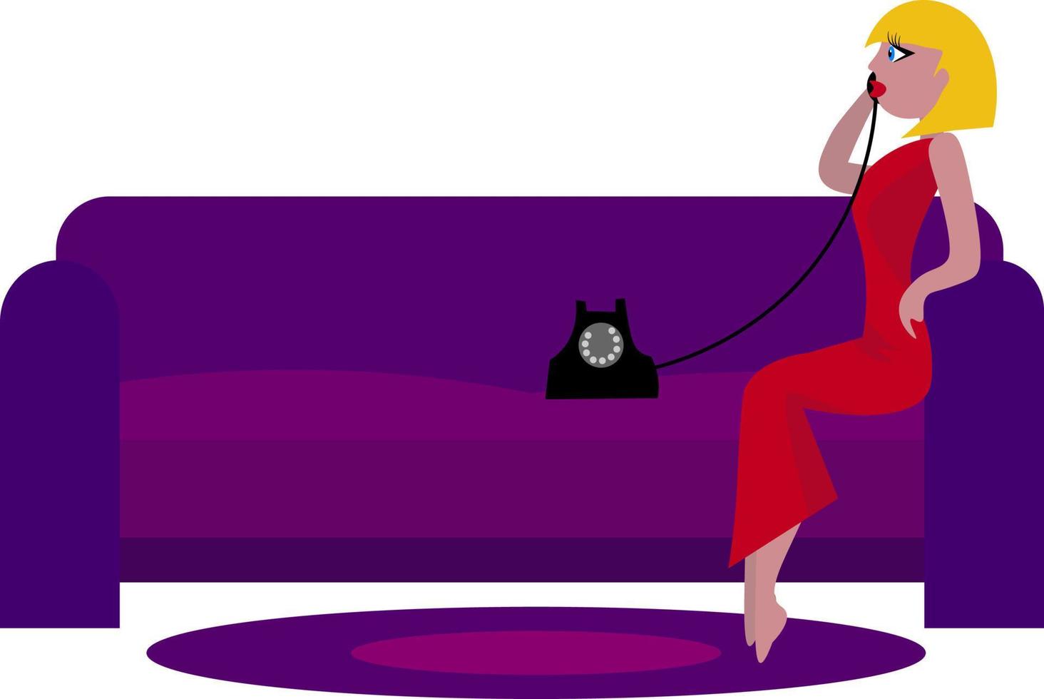 Woman on the phone, illustration, vector on white background.
